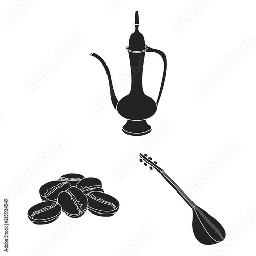 Turkey country black icons in set collection for design.Travel and attractions vector symbol stock web illustration.