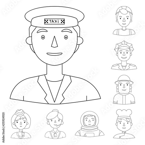 People of different professions outline icons in set collection for design. Worker and specialist vector symbol stock web illustration.