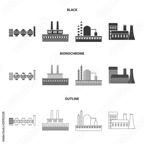 Industry, production.Factory set collection icons in black,monochrome,outline style vector symbol stock illustration web.