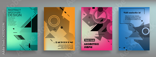 Covers templates set with graphic geometric elements. Applicable for brochures, posters, covers and banners. Vector illustrations.