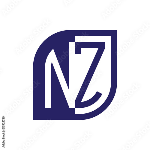 NZ initial letter emblem logo negative space