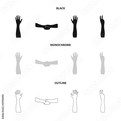 Sign Language black,monochrome,outline icons in set collection for design.Emotional part of communication vector symbol stock web illustration.