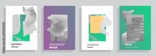 Covers templates set with graphic geometric elements. Applicable for brochures, posters, covers and banners. Vector illustrations.