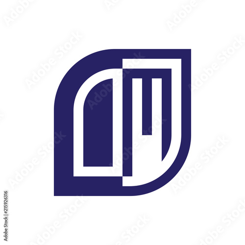 OM initial letter emblem logo negative space