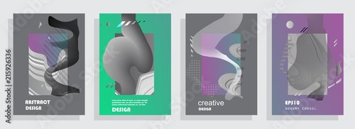 Covers templates set with graphic geometric elements. Applicable for brochures, posters, covers and banners. Vector illustrations.
