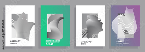 Covers templates set with graphic geometric elements. Applicable for brochures, posters, covers and banners. Vector illustrations.