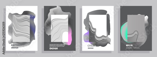 Covers templates set with graphic geometric elements. Applicable for brochures, posters, covers and banners. Vector illustrations.