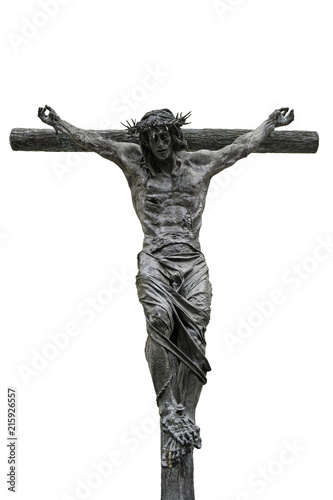 Jesus on the cross isolated on white background with clipping path