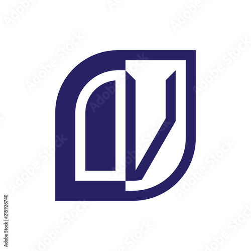 OV initial letter emblem logo negative space