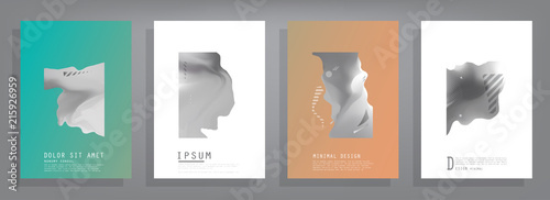 Covers templates set with graphic geometric elements. Applicable for brochures, posters, covers and banners. Vector illustrations.