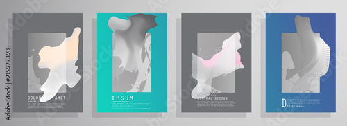 Covers templates set with graphic geometric elements. Applicable for brochures, posters, covers and banners. Vector illustrations.