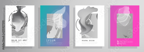 Covers templates set with graphic geometric elements. Applicable for brochures, posters, covers and banners. Vector illustrations.