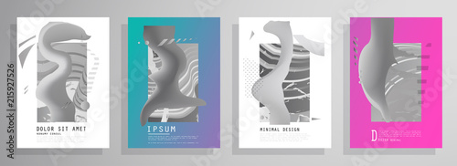 Covers templates set with graphic geometric elements. Applicable for brochures, posters, covers and banners. Vector illustrations.