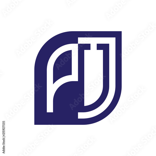 PU initial letter emblem logo negative space