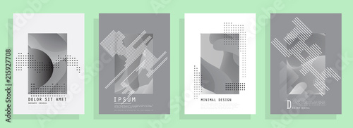 Covers templates set with graphic geometric elements. Applicable for brochures, posters, covers and banners. Vector illustrations.