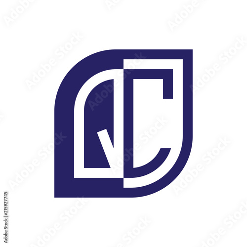 QC initial letter emblem logo negative space