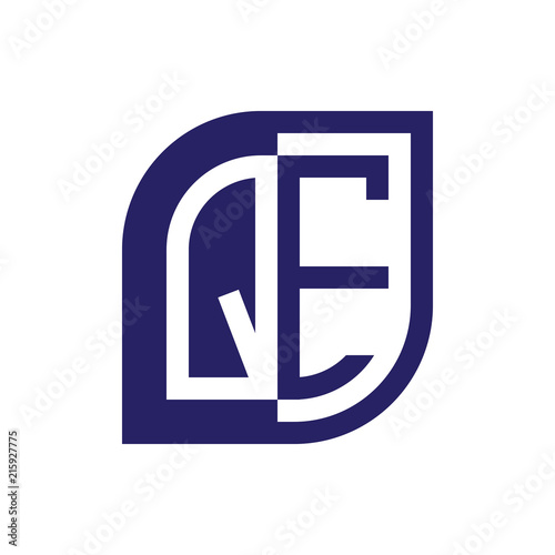 QE initial letter emblem logo negative space