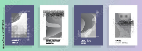 Covers templates set with graphic geometric elements. Applicable for brochures, posters, covers and banners. Vector illustrations.