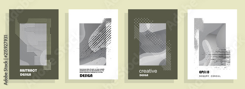 Covers templates set with graphic geometric elements. Applicable for brochures, posters, covers and banners. Vector illustrations.