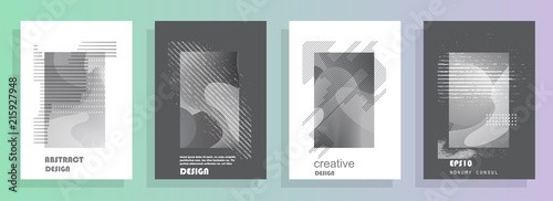 Covers templates set with graphic geometric elements. Applicable for brochures, posters, covers and banners. Vector illustrations.