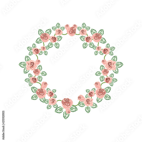 Sweet Flower Floral Wreath Frame Flat Illustration