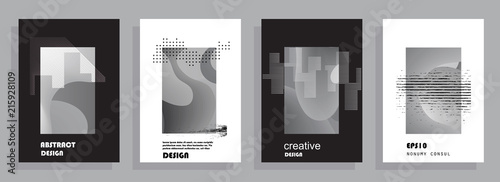 Covers templates set with graphic geometric elements. Applicable for brochures, posters, covers and banners. Vector illustrations.