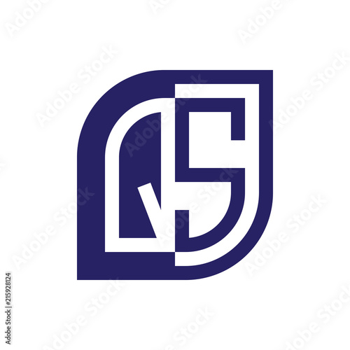 QS initial letter emblem logo negative space
