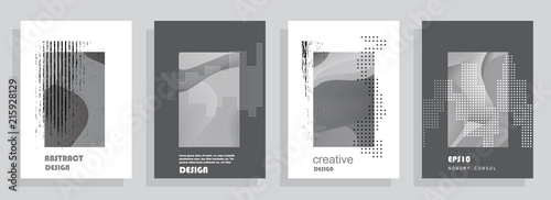 Covers templates set with graphic geometric elements. Applicable for brochures, posters, covers and banners. Vector illustrations.