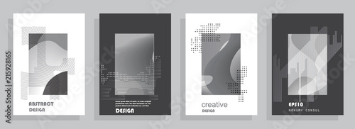 Covers templates set with graphic geometric elements. Applicable for brochures, posters, covers and banners. Vector illustrations.