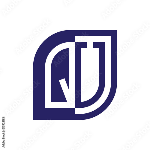 QU initial letter emblem logo negative space