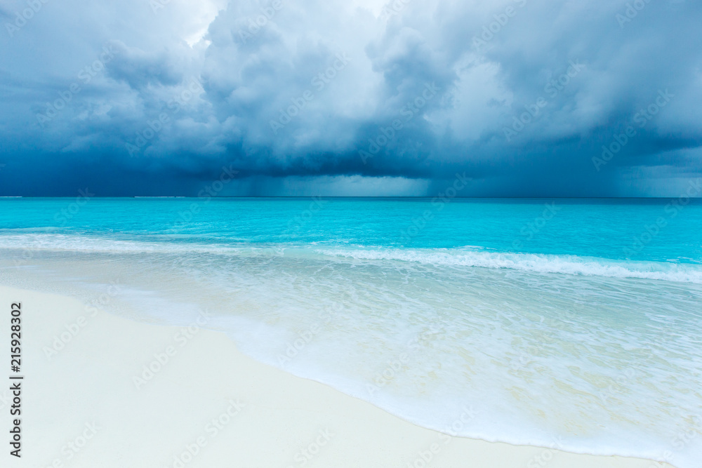 Maldives beach resort panoramic landscape. Summer vacation travel holiday background concept. Maldives paradise beach.