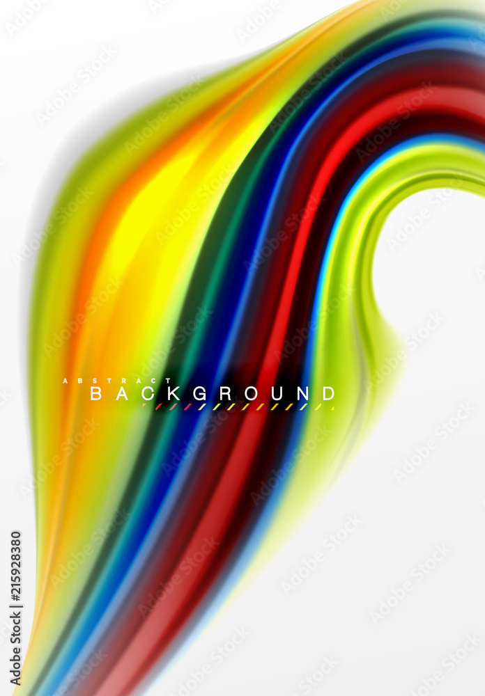 Fototapeta premium Fluid liquid mixing colors concept on light grey background, curve flow, trendy abstract layout template for business or technology presentation or web brochure cover, wallpaper