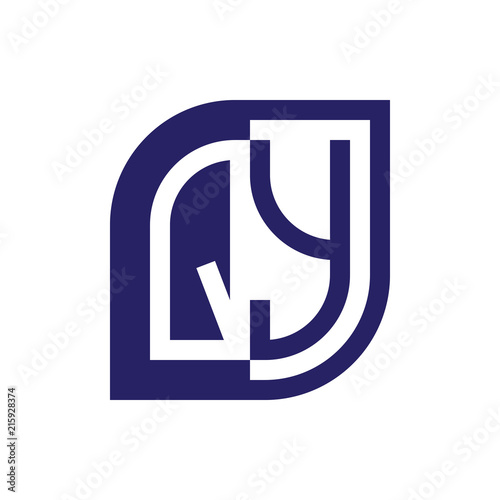 QY initial letter emblem logo negative space