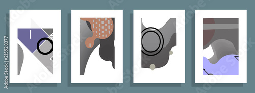 Covers templates set with graphic geometric elements. Applicable for brochures, posters, covers and banners. Vector illustrations.