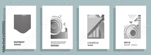 Covers templates set with graphic geometric elements. Applicable for brochures, posters, covers and banners. Vector illustrations.