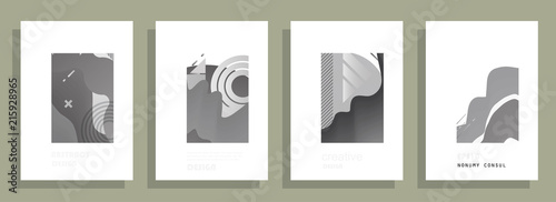 Covers templates set with graphic geometric elements. Applicable for brochures, posters, covers and banners. Vector illustrations.