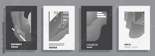 Covers templates set with graphic geometric elements. Applicable for brochures, posters, covers and banners. Vector illustrations.