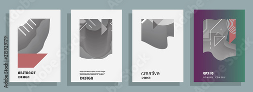 Covers templates set with graphic geometric elements. Applicable for brochures, posters, covers and banners. Vector illustrations.