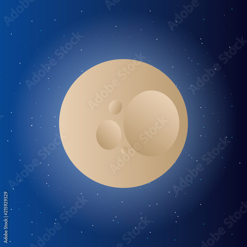 moon icon over blue space background, colorful design. vector illustration