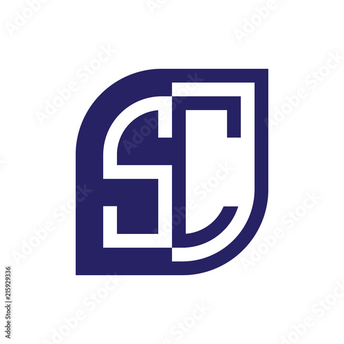SC initial letter emblem logo negative space