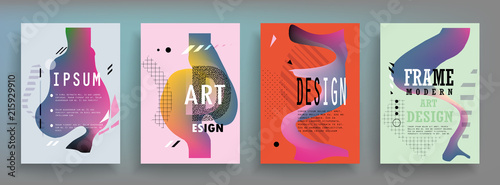 Covers templates set with graphic geometric elements. Applicable for brochures, posters, covers and banners. Vector illustrations.