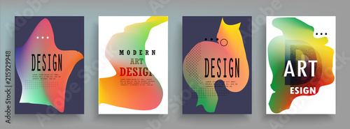Covers templates set with graphic geometric elements. Applicable for brochures, posters, covers and banners. Vector illustrations.