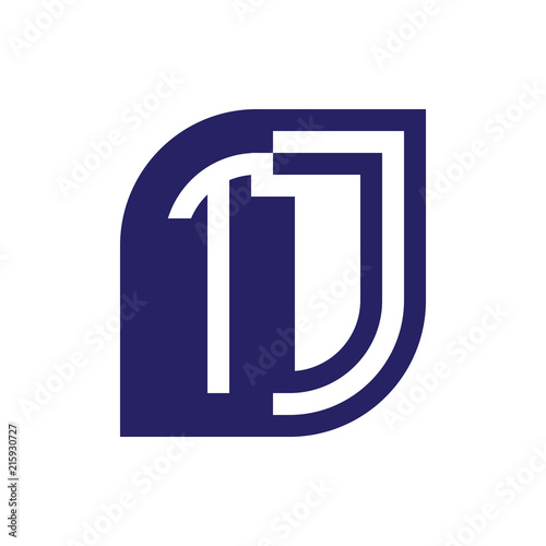 TD initial letter emblem logo negative space