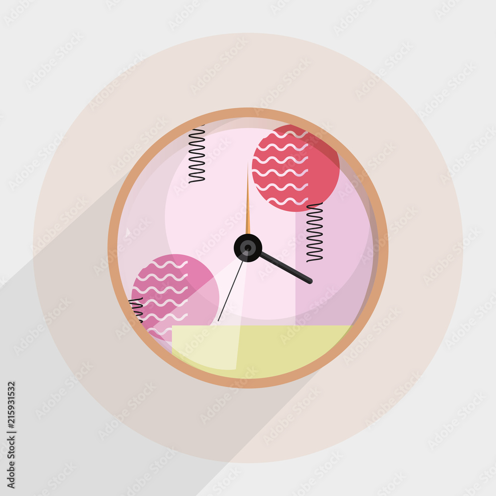 modern clock with memphis design over white background, colorful design. vector illustration modern clock with memphis design over white background, colorful design. vector illustration