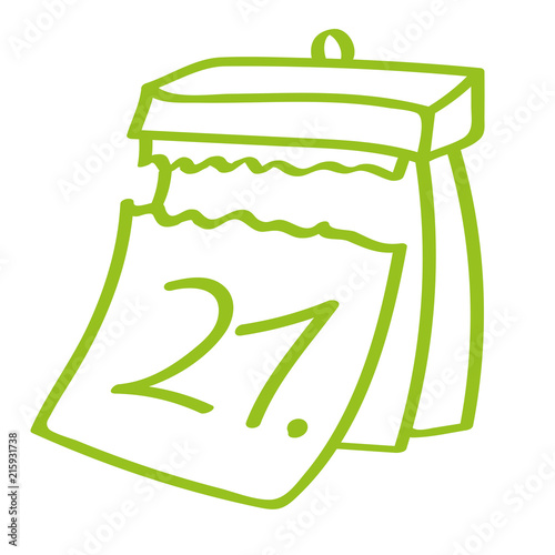 Handgezeichneter Kalender - Tag 21 in hellgrün