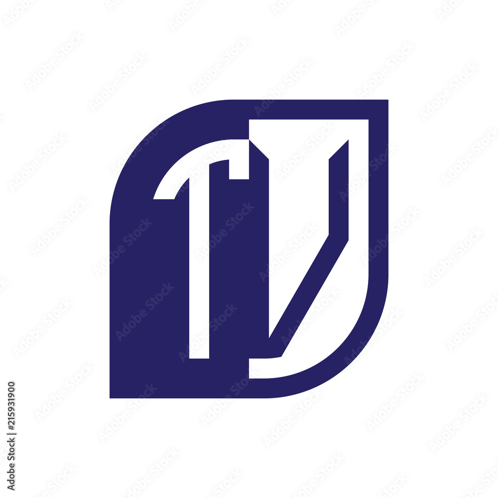 TV initial letter emblem logo negative space TV initial letter emblem logo negative space