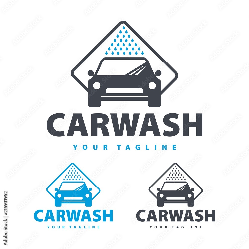 Water Drop Car Wash Logo, modern car wash and professional automotive vector logo design