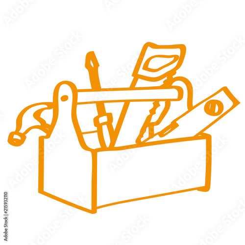 Handgezeichneter Werkzeugkoffer in orange