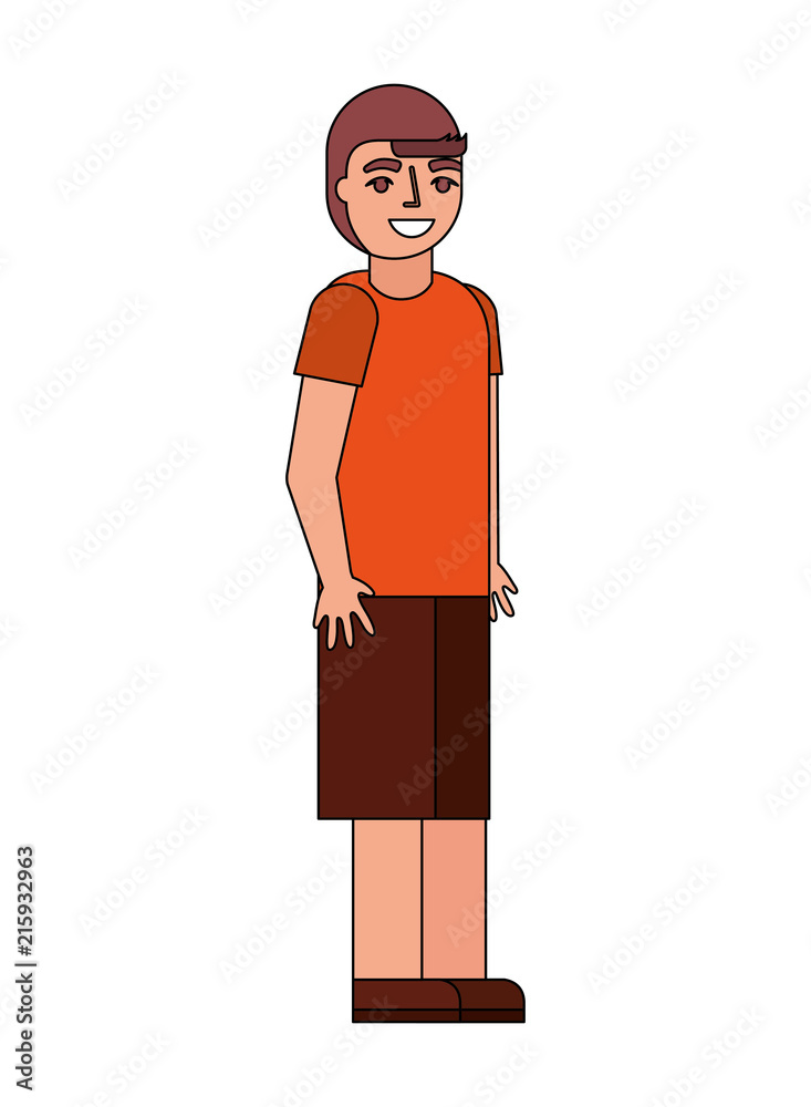  young boy character in short pants and shirt