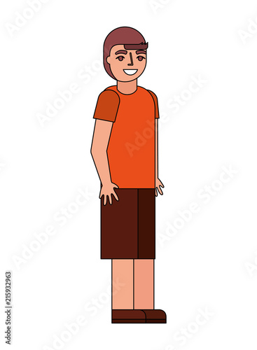  young boy character in short pants and shirt